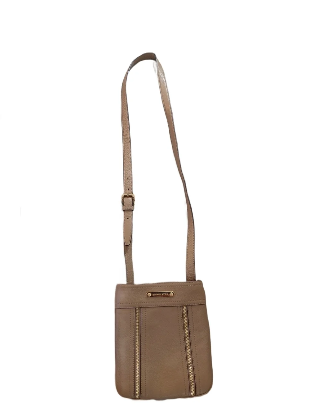 Michael Kors Moxley Tan Pebbled Leather Crossbody Bag